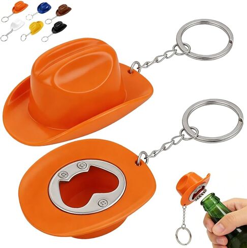 2 PCS Cowboy Hat Design Bottle Opener, 2 in 1 Bottle Opener Keychain, Unique Keychain, Easy to Clean, Multifunctional Kitchen Gadgets for Home, Camping, Parties, Gift for Men, Women (Black) in Kuwait