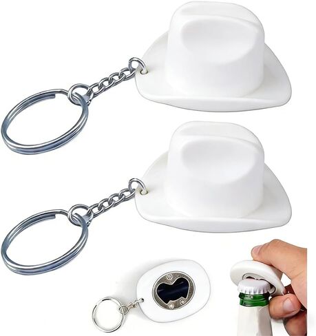 2 PCS Cowboy Hat Design Bottle Opener, 2 in 1 Bottle Opener Keychain, Unique Keychain, Easy to Clean, Multifunctional Kitchen Gadgets for Home, Camping, Parties, Gift for Men, Women (Black) in Kuwait
