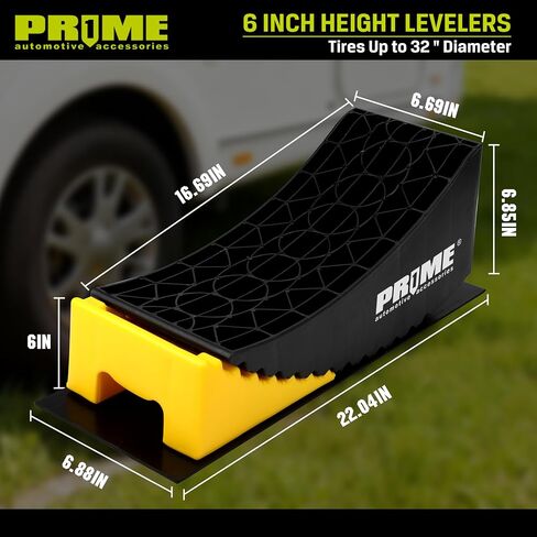 PRIME 1 RV Camper Levelers مقاس 6 بوصات، عبوتان من منحدر دعم العجلات شديد التحمل للمركبات الترفيهية والمعسكرات والمقطورات، وكتلة إيقاف الإطارات وإيقاف عجلة المقطورة - قبضة قرص العسل، وقاعدة مضادة للانزلاق للسيارات والشاحنات وسيارات الدفع الرباعي in Kuwait