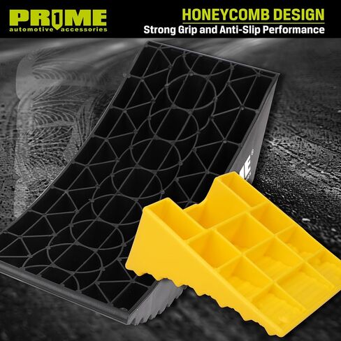 PRIME 1 RV Camper Levelers مقاس 6 بوصات، عبوتان من منحدر دعم العجلات شديد التحمل للمركبات الترفيهية والمعسكرات والمقطورات، وكتلة إيقاف الإطارات وإيقاف عجلة المقطورة - قبضة قرص العسل، وقاعدة مضادة للانزلاق للسيارات والشاحنات وسيارات الدفع الرباعي in Kuwait