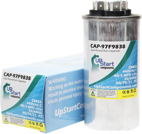 40/5 MFD 440 Volt Dual Round Run Capacitor Replacement for Armstrong/Lennox SFT44405A14 - CAP-97F9838, UpStart Components Brand in Kuwait