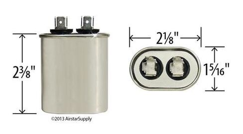 7.5 uf/Mfd Oval Universal Capacitor Replacement Amrad USA2031 Replacement - Used for 370 or 440 VAC, Made in the U.S.A. in Kuwait