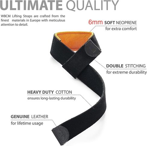 WARM BODY COLD MIND Lasso Lifting Wrist Straps for Cross Training - Rated at 770 lb - Hand Wraps for Olympic Weightlifting, Powerlifting, Weight Lifting, Bodybuilding Strength Deadlift Gym Bar, Cotton in Kuwait