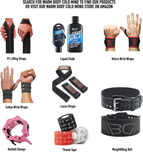 WARM BODY COLD MIND Lasso Lifting Wrist Straps for Cross Training - Rated at 770 lb - Hand Wraps for Olympic Weightlifting, Powerlifting, Weight Lifting, Bodybuilding Strength Deadlift Gym Bar, Cotton in Kuwait