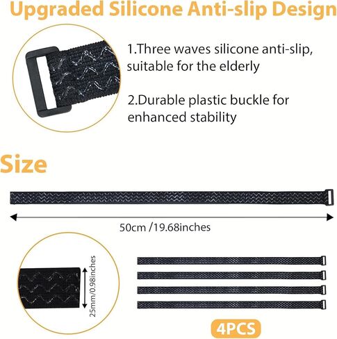 4 Pcs Pedal Straps, Leg Exerciser Foot Straps for Seniors, Anti-Slip Elastic Pedal Straps for Home Fitness, Pedal Exerciser Accessories for Low-Impact Workouts, Fitness Equipment in Kuwait
