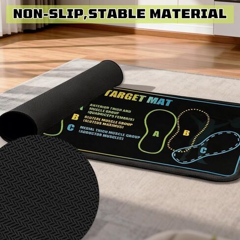 Squat Mat with Foot Position 13.8×31.5in — Non-Slip + Resistance Band | 80×35cm Mat + Resistance Band Included.Suits Hardwood,Carpet,Tile. A/B/C Foot Position Guides for Squats,Lunges&Core Training in Kuwait