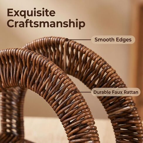 Rattan Napkin Holder, Woven Napkin Holder for Table Kitchen Dining Bar Coffee Shop, Farmhouse Rustic Boho Home Decor Paper Holder, Scalloped(7.54 "L x 2.76"W x 5.5"H, Large Brown) in Kuwait