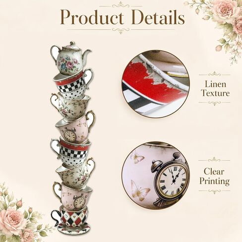 العجائب الشاي الطرف الديكور 17 × 72 بوصة العجائب فنجان الشاي الجدول عداء الديكور الشاي موضوع الكتان إبريق الشاي لصالح عيد ميلاد الزفاف الطعام المطبخ حفلة استحمام الطفل لوازم الديكور، 1 جهاز كمبيوتر شخصى in Kuwait