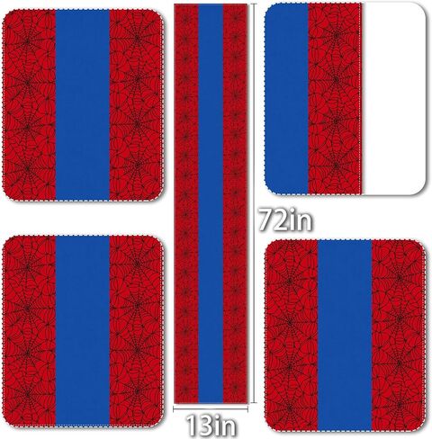 Vohado Halloween Red Spider Web Table Runner Super Hero Boys استحمام الطفل حفلة عيد ميلاد ديكور غرفة الطعام ديكور جزيرة المطبخ المنزلي (13 بوصة × 72 بوصة، نمط-2) in Kuwait