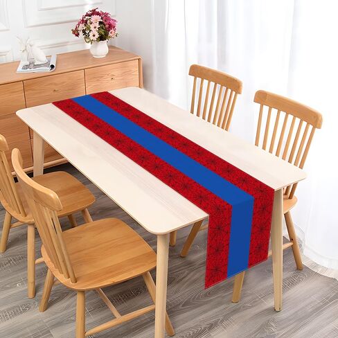 Vohado Halloween Red Spider Web Table Runner Super Hero Boys استحمام الطفل حفلة عيد ميلاد ديكور غرفة الطعام ديكور جزيرة المطبخ المنزلي (13 بوصة × 72 بوصة، نمط-2) in Kuwait