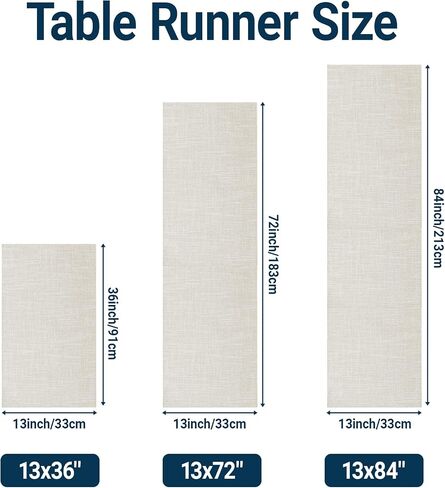 Q&J Fabric Co. مفرش طاولة بمظهر كتان، لافتة طاولة مقاس 33 × 91.44 سم قابلة للغسل في مزرعة ريفية لتزيين طاولة محايدة للمنزل والمطبخ والاستخدام اليومي باللون البيج in Kuwait