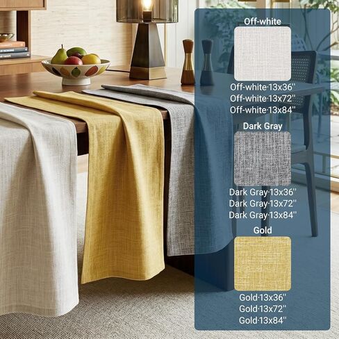 Q&J Fabric Co. مفرش طاولة بمظهر كتان، لافتة طاولة مقاس 33 × 91.44 سم قابلة للغسل في مزرعة ريفية لتزيين طاولة محايدة للمنزل والمطبخ والاستخدام اليومي باللون البيج in Kuwait
