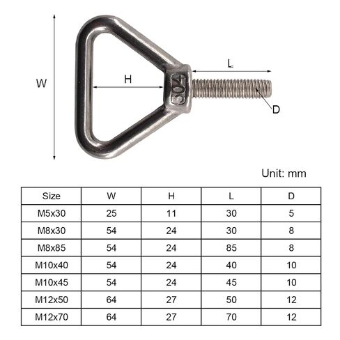 4Pcs M8x30 304 Stainless Steel Long Shank Triangle Lifting Eye Bolts Screws Heavy Duty Lifting Ring Eyebolts in Kuwait