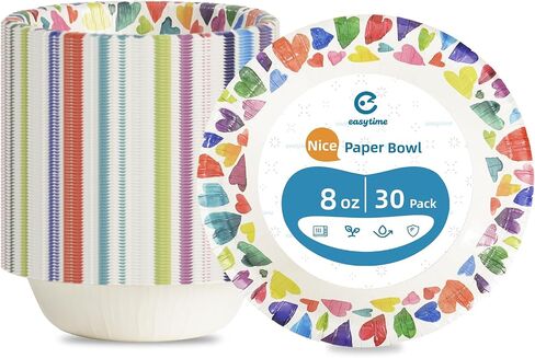 30 Pack Paper Bowls, 8 Oz Disposable Soup Bowl, Heavy Duty Printed Disposable Bowls Bulk For Snacks, Dessert, Breakfast, Lunch And Dinner Meals (Petal Pattern) in Kuwait