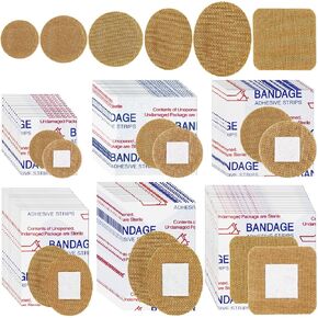 100 Pcs Breathable Fabric Small Bandages, Bandaids Variety Pack Round Oval and Square Adhesive Flexible Bandages for Face and Small Wound Protection Care (Square) in Kuwait