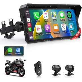 شاشة 8.1 بوصة 4K للدراجات النارية CarPlay مع كاميرا داش 4K لاسلكية Carplay Android شاشة تلقائية للدراجات النارية مع نظام ملاحة GPS والتحكم الصوتي واي فاي نقل الفيديو المزدوج بلوتوث IPX7 مقاوم للماء TF-64G in Kuwait