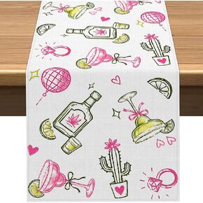 Vohado Margs and Matrimony Bachelorette Party Decorations Table Runner Mexican Fiesta Margarita Wedding Bridal Shower Party Dining Room Home Kitchen Island Decor in Saudi Arabia