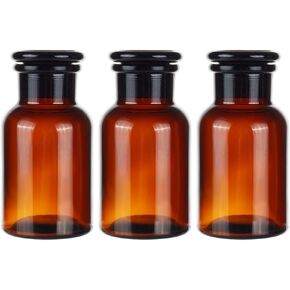 OLYCRAFT 3 قطع زجاجة كاشف زجاجية للمختبر 125 مل/4.23 أونصة زجاجات وسائط كاشف العنبر زجاجات تخزين زجاجية واسعة الفم مع مزهرية زجاجة سدادة أرضية لتخزين مختبر العلوم عينة من الماء الصلب in Kuwait