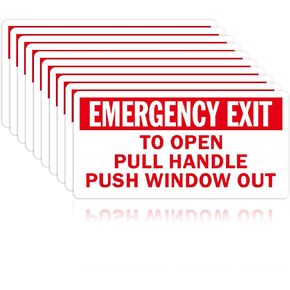 10 PCS Window Emergency Exit Labels Sign - 2" x 4" Laminated Vinyl to Open Pull Handle Push Window out Label Stick in Saudi Arabia