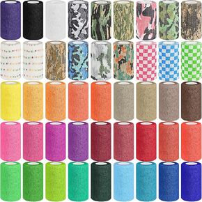 45 Pack Self Adhesive Bandage Wrap, 4" x 5 Yards Cohesive Bandage Elastic Wrap Bandages Tape Non Woven for Sports, Wrist, Ankle and Vet Wrap, Grip Tape (Multi Colors) in Saudi Arabia