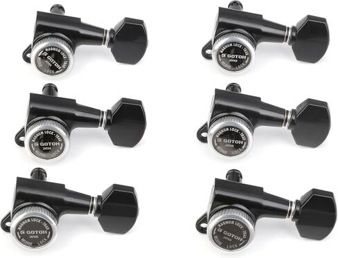 مجموعة آلة ضبط القفل Gotoh SG381-07 MG-T - 6 في الخط لليد اليمنى، كروم أسود in Kuwait