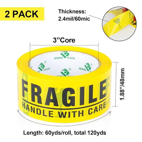 BOMEI PACK 2Pack Fragile Tape 2 Inch x 60 Yards, Fragiles Tape for Shipping with Dispenser, Heavy Duty Marking Tape for Moving Box in Kuwait