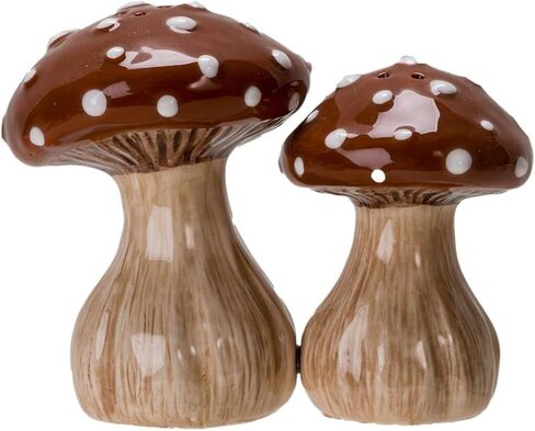 Pacific Giftware Ceramic Autumn Harvest Mushroom Salt and Pepper Shakers Set (Brown) Hand-Painted Fall-Themed Tabletop Kitchen and Dining Room Decor 3.43"H in Kuwait