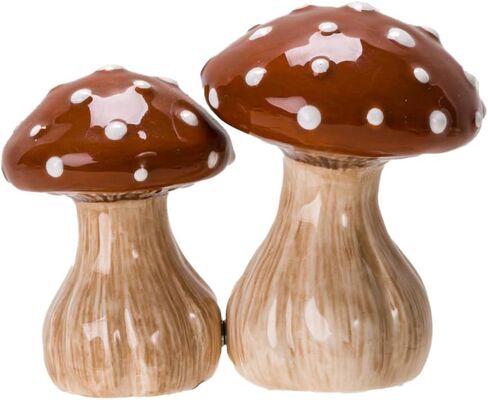 Pacific Giftware Ceramic Autumn Harvest Mushroom Salt and Pepper Shakers Set (Brown) Hand-Painted Fall-Themed Tabletop Kitchen and Dining Room Decor 3.43"H in Kuwait