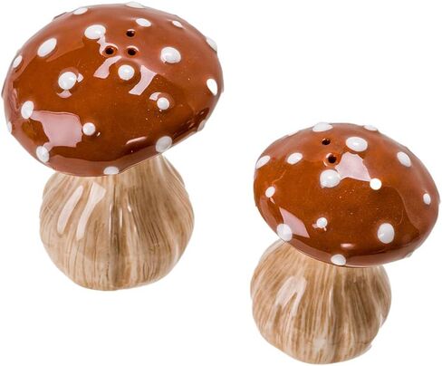 Pacific Giftware Ceramic Autumn Harvest Mushroom Salt and Pepper Shakers Set (Brown) Hand-Painted Fall-Themed Tabletop Kitchen and Dining Room Decor 3.43"H in Kuwait