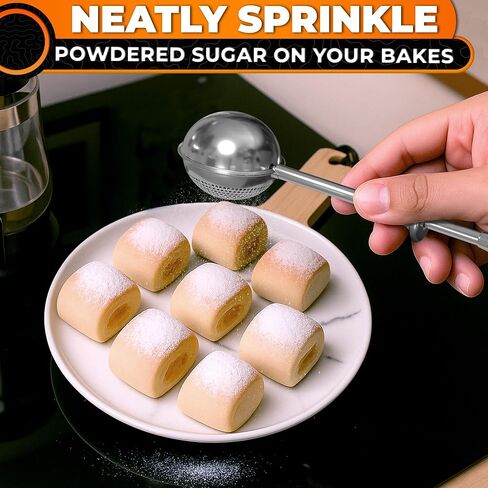 Flour Duster for Bread Baking – 7.1" Flour Sprinkler for Bread Baking with Spring Handle – 304 Stainless Steel, One-Handed Operation, Compact Size, Dishwasher Safe | Powdered Sugar, Cocoa and Spices in Kuwait