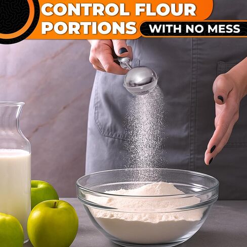 Flour Duster for Bread Baking – 7.1" Flour Sprinkler for Bread Baking with Spring Handle – 304 Stainless Steel, One-Handed Operation, Compact Size, Dishwasher Safe | Powdered Sugar, Cocoa and Spices in Kuwait