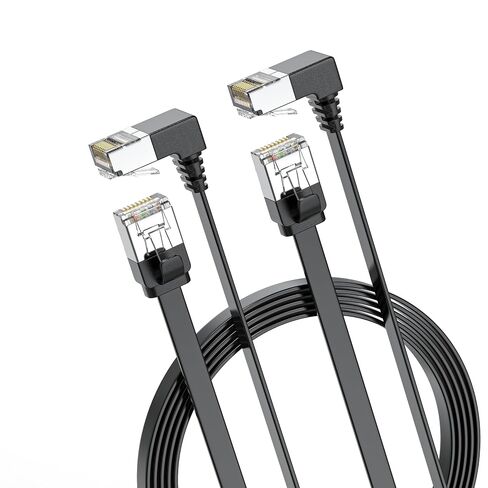 حزمة واحدة من كابل إيثرنت Cat 6 بطول 90 درجة بطول 20 قدمًا، سلك Cat6 مسطح بزاوية قائمة 1000 ميجابت في الثانية، كابل توصيل الكمبيوتر RJ45 للإنترنت LAN بزاوية أعلى، يدعم شبكة Cat5، شبكة Cat5e، أسود in Kuwait