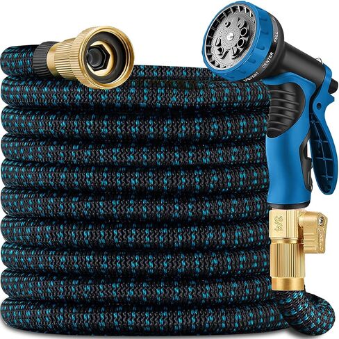 100 ft Expandable Garden Hoses -Ultra Flexible,Durable Collapsible Latex Cores& Solid Brass Fitting,No Kink-Free Expanding Garden Pipes Hose - RV, Gardening Marine and Camper Water Garden Hose in Kuwait