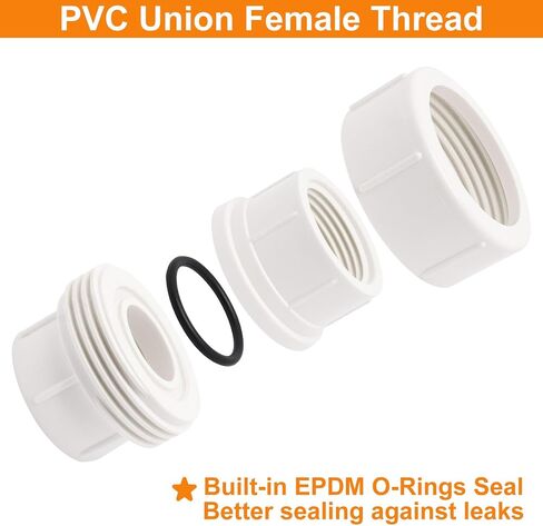 2 قطعة 1 بوصة PVC Union، تركيبات أنابيب توصيل ملولبة أنثى، جدول 40، اقتران FNPT للري والسباكة، أبيض in Kuwait