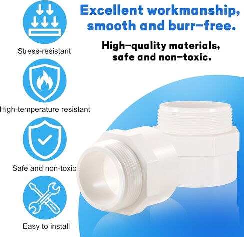 4 قطع 1 1/2 بوصة أبيض 2-Way PVC الأنابيب اقتران محول عرافة الحلمة NPT ذكر موضوع اقتران محول موصلات ل 1 1/2 بوصة PVC الأنابيب المقبس x NPT ذكر in Kuwait