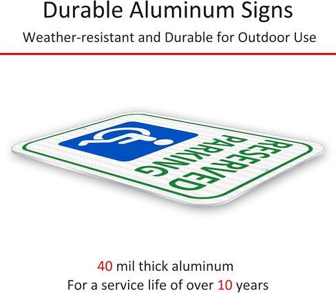 (2 Pack) Reflective Aluminum Reserved Parking Sign, 18" x 12" Heavy-duty Handicap Parking Sign for Parking Lot, Outdoor, Durable Metal,Weather Resistant, Waterproof, Rust Free in Kuwait