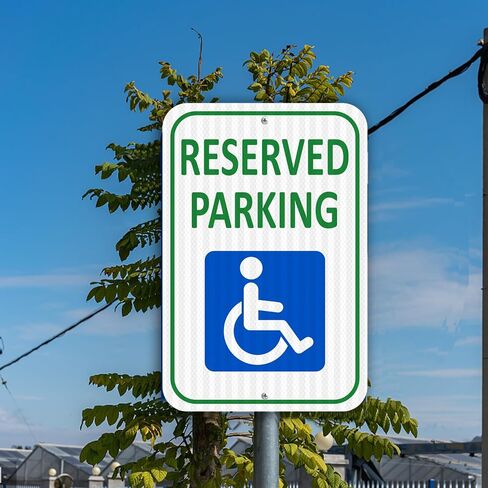 (2 Pack) Reflective Aluminum Reserved Parking Sign, 18" x 12" Heavy-duty Handicap Parking Sign for Parking Lot, Outdoor, Durable Metal,Weather Resistant, Waterproof, Rust Free in Kuwait