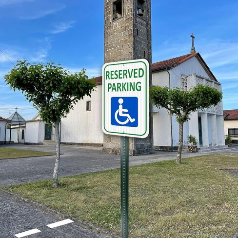 (2 Pack) Reflective Aluminum Reserved Parking Sign, 18" x 12" Heavy-duty Handicap Parking Sign for Parking Lot, Outdoor, Durable Metal,Weather Resistant, Waterproof, Rust Free in Kuwait