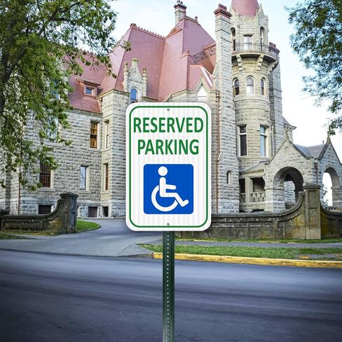 (2 Pack) Reflective Aluminum Reserved Parking Sign, 18" x 12" Heavy-duty Handicap Parking Sign for Parking Lot, Outdoor, Durable Metal,Weather Resistant, Waterproof, Rust Free in Kuwait