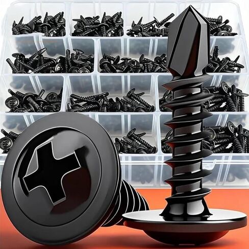 50PCS Black Stainless Steel Self-Tapping Screws Round Flat Head Drill-Tap Screw Cross Phillips Fasteners Hardware 13/19/25mm (19mm) in Kuwait