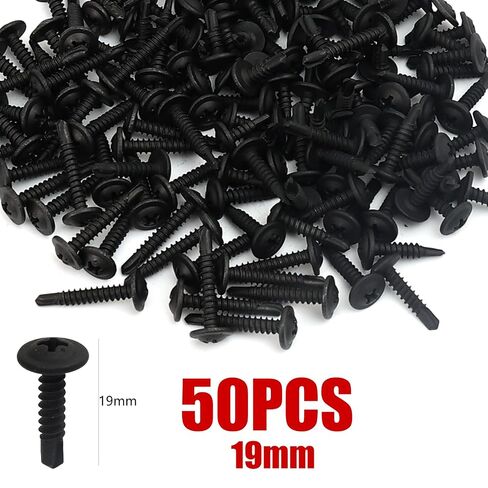 50PCS Black Stainless Steel Self-Tapping Screws Round Flat Head Drill-Tap Screw Cross Phillips Fasteners Hardware 13/19/25mm (19mm) in Kuwait