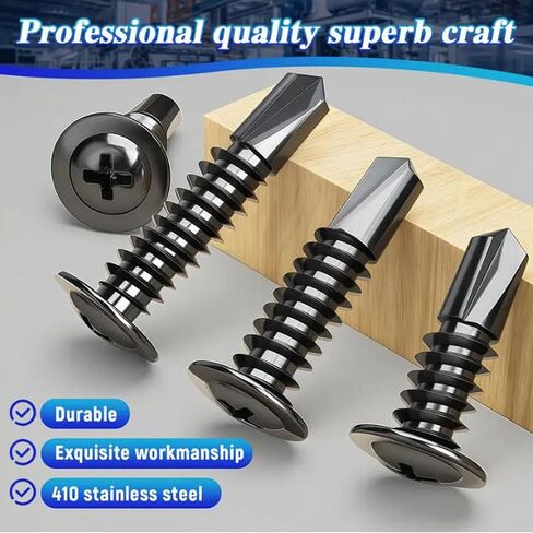 50PCS Black Stainless Steel Self-Tapping Screws Round Flat Head Drill-Tap Screw Cross Phillips Fasteners Hardware 13/19/25mm (19mm) in Kuwait