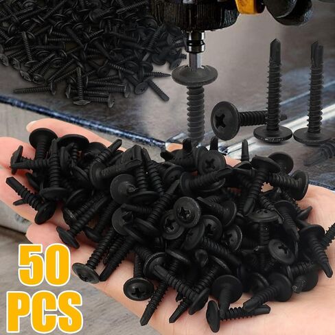 50PCS Black Stainless Steel Self-Tapping Screws Round Flat Head Drill-Tap Screw Cross Phillips Fasteners Hardware 13/19/25mm (19mm) in Kuwait