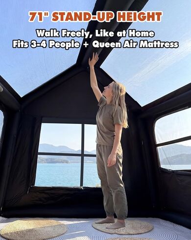 3-4 Person Inflatable Camping Tent Blow Up Tent with Hand Pump Easy Setup Waterproof Inflatable Tent Cabin in Saudi Arabia