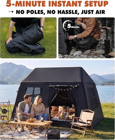 3-4 Person Inflatable Camping Tent Blow Up Tent with Hand Pump Easy Setup Waterproof Inflatable Tent Cabin in Saudi Arabia
