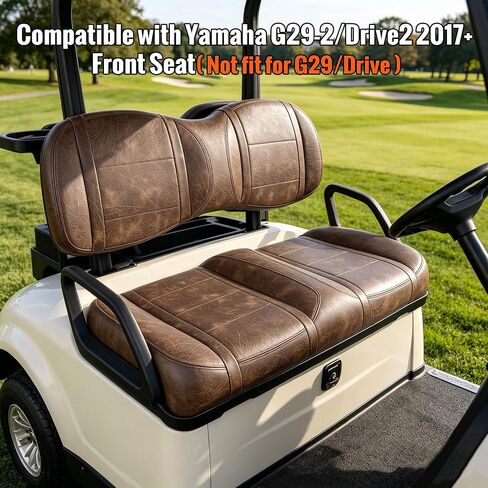مجموعة وسائد مقعد عربة الجولف الفاخرة من Roykaw متوافقة مع المقعد الأمامي Yamaha Drive2/ G29-2 2017-up، وتتضمن وسادة مسند الظهر السفلية للمقعد مع لوحة، 2xSuper ممتلئ الجسم بالكامل، لا يتطلب الحفر in Kuwait