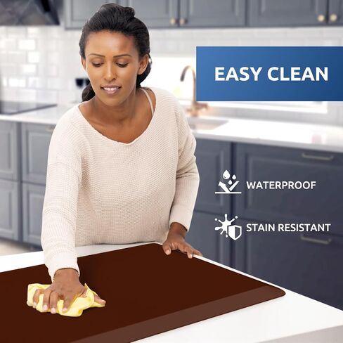 KitchenClouds Kitchen Mat Cushioned Anti Fatigue Rug 17.3"x28" Water Resistant, Non Slip, Standing and Comfort Desk/Floor Mats for House Sink Office (Coffee) in Kuwait