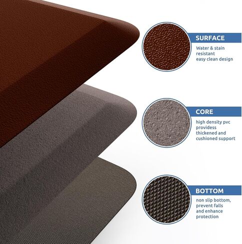 KitchenClouds Kitchen Mat Cushioned Anti Fatigue Rug 17.3"x28" Water Resistant, Non Slip, Standing and Comfort Desk/Floor Mats for House Sink Office (Coffee) in Kuwait
