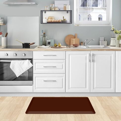 KitchenClouds Kitchen Mat Cushioned Anti Fatigue Rug 17.3"x28" Water Resistant, Non Slip, Standing and Comfort Desk/Floor Mats for House Sink Office (Coffee) in Kuwait