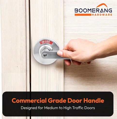 Boomerang BH6972 قفل باب رافعة تجارية متوسطة/ثقيلة التحمل، مقبض باب الحمام الصناعي من الدرجة 2 مع مؤشر الإشغال، بدون يد، أسود غير لامع (US19) in Kuwait